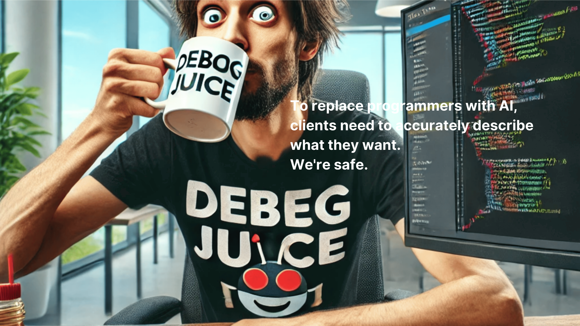 Software developer drinking coffee