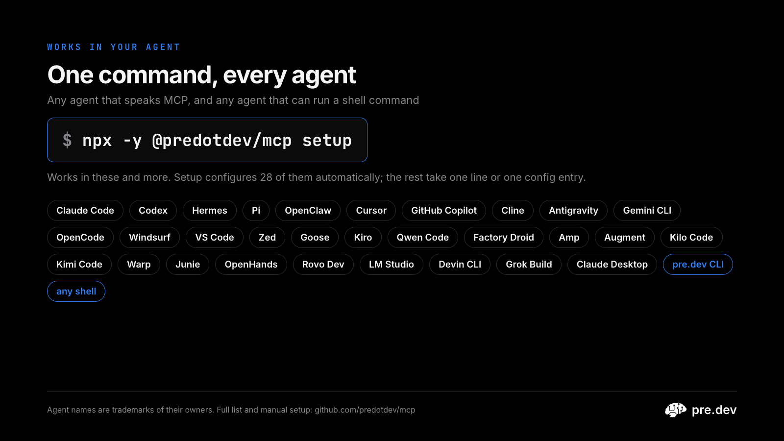 One command, every agent